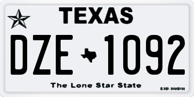 TX license plate DZE1092