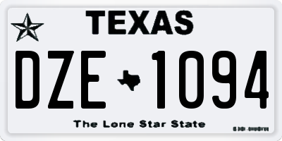 TX license plate DZE1094