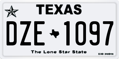 TX license plate DZE1097