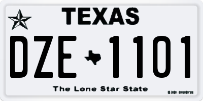 TX license plate DZE1101