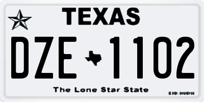 TX license plate DZE1102
