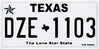 TX license plate DZE1103