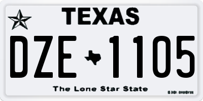 TX license plate DZE1105