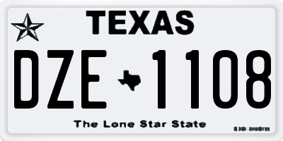 TX license plate DZE1108