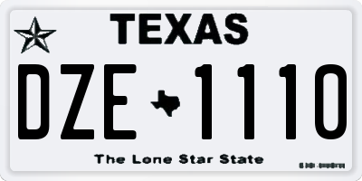 TX license plate DZE1110
