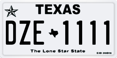 TX license plate DZE1111