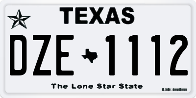 TX license plate DZE1112