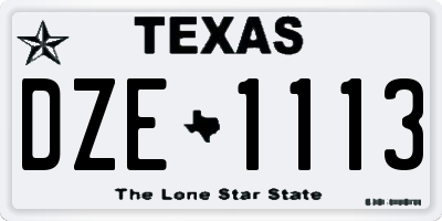 TX license plate DZE1113