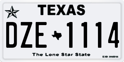 TX license plate DZE1114