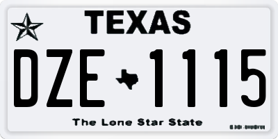 TX license plate DZE1115