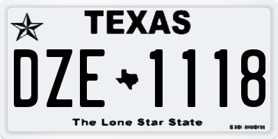 TX license plate DZE1118