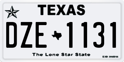 TX license plate DZE1131