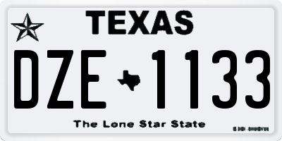 TX license plate DZE1133