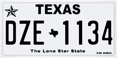 TX license plate DZE1134