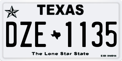 TX license plate DZE1135