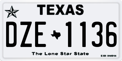 TX license plate DZE1136