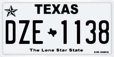 TX license plate DZE1138