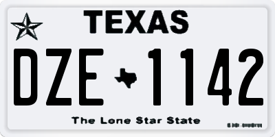 TX license plate DZE1142