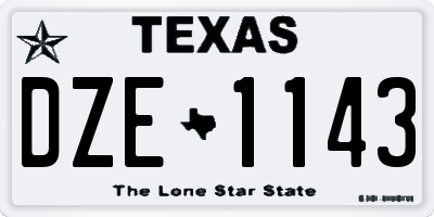 TX license plate DZE1143