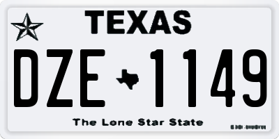 TX license plate DZE1149