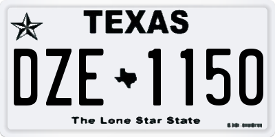 TX license plate DZE1150