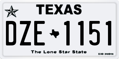 TX license plate DZE1151