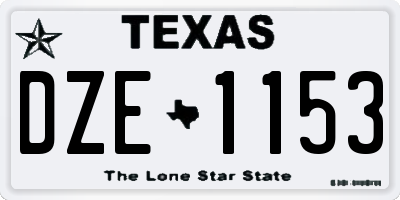 TX license plate DZE1153