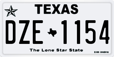 TX license plate DZE1154
