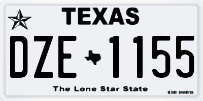 TX license plate DZE1155