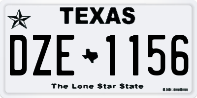 TX license plate DZE1156