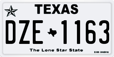 TX license plate DZE1163