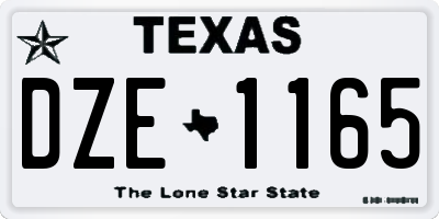 TX license plate DZE1165
