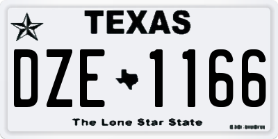 TX license plate DZE1166