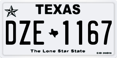 TX license plate DZE1167