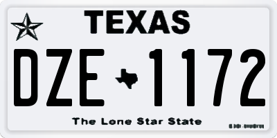 TX license plate DZE1172