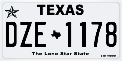 TX license plate DZE1178