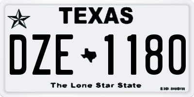 TX license plate DZE1180