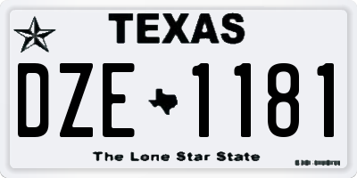 TX license plate DZE1181