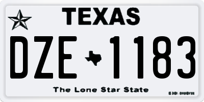 TX license plate DZE1183