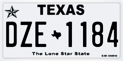 TX license plate DZE1184