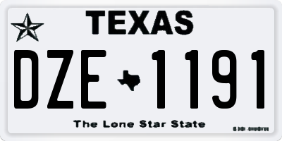 TX license plate DZE1191