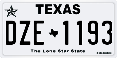 TX license plate DZE1193