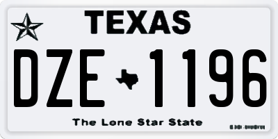 TX license plate DZE1196