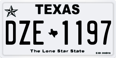 TX license plate DZE1197