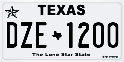 TX license plate DZE1200