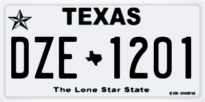 TX license plate DZE1201