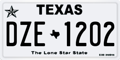 TX license plate DZE1202