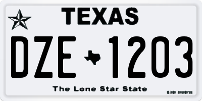 TX license plate DZE1203