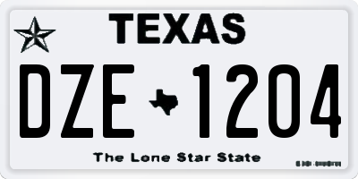 TX license plate DZE1204