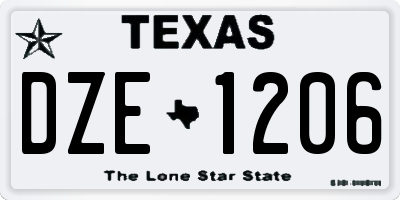 TX license plate DZE1206